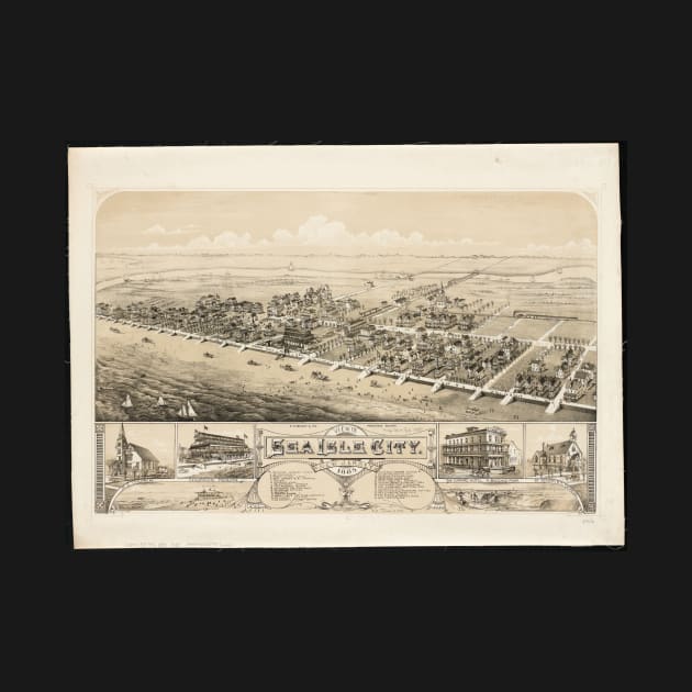 Vintage Pictorial Map of Sea Isle City NJ (1885) by Bravuramedia