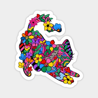 Floral Doodle Kitty Print Magnet