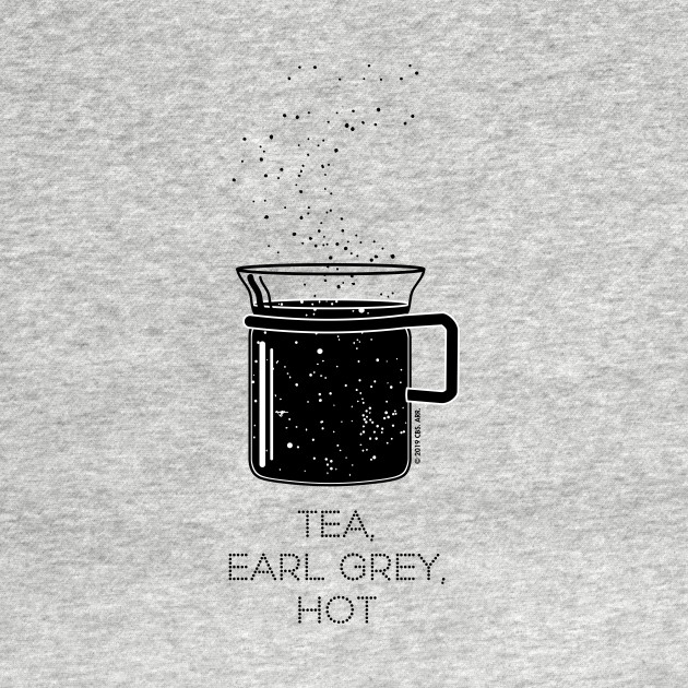 Discover Tea, Earl Grey, Hot - Captain Picard, Star Trek TNG, Star field (light backgrounds) - Star Trek - T-Shirt