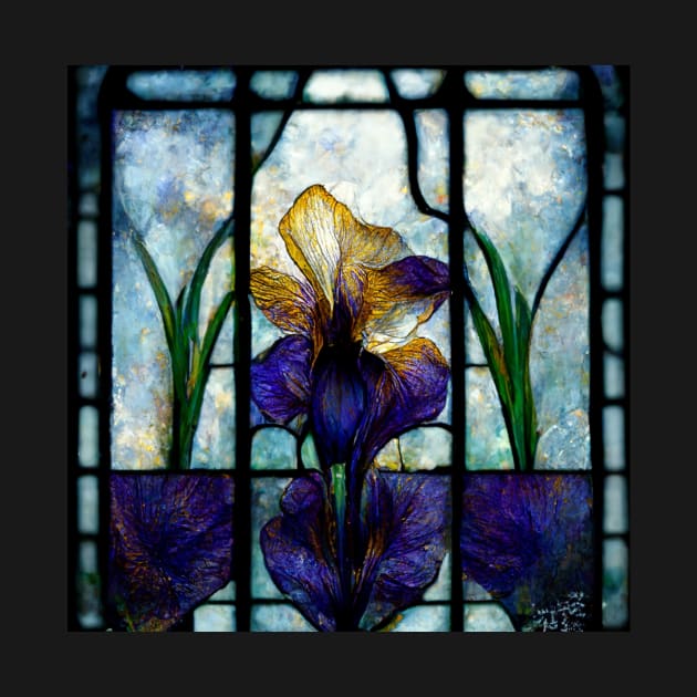 Stained Glass Iris Floral Flower by Moon Art