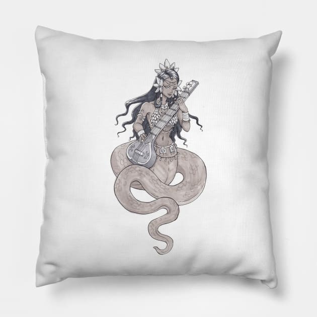 Sitar Naga Pillow by JadedSketch