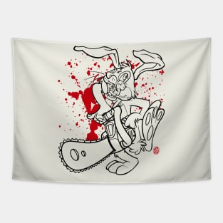 Chainsaw Bunny Cartoon Tapestry