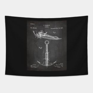 Boat Anchor Patent - Sailing Sailor Lake House Art - Black Chalkboard Tapestry