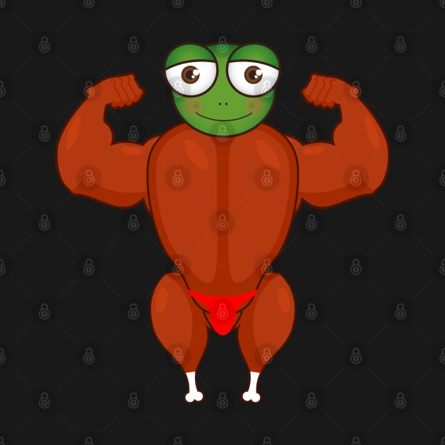 Frog Chicken Bodybuilder Body Builder Strong Man by Onceer