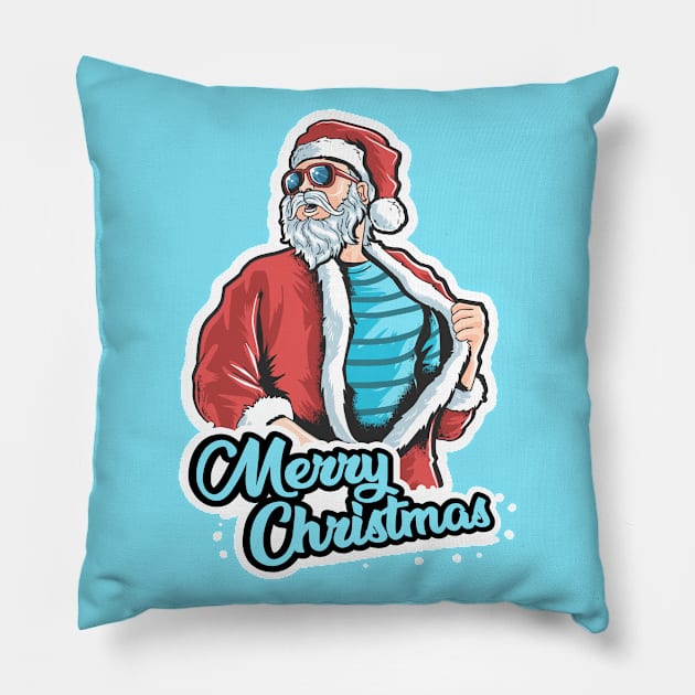 Vintage Santa Claus Retro Design Christmas Beer Funny Gift Idea Pillow by ivaostrogonac