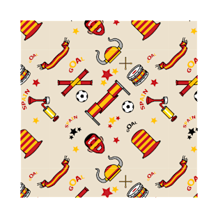 Spain Soccer Fan Pattern T-Shirt