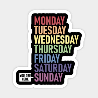 SUNDAY "You Are Here" Weekday Day of the Week Calendar Daily Magnet