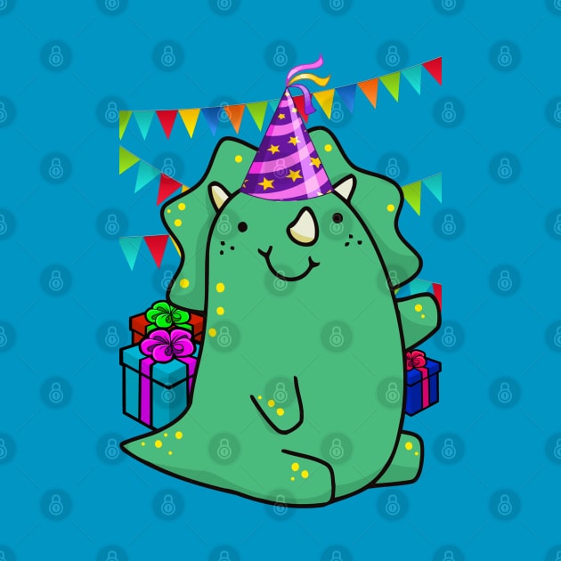 BIRTHDAY CUTE GREEN TRICERAPTOPS by GeekCastle