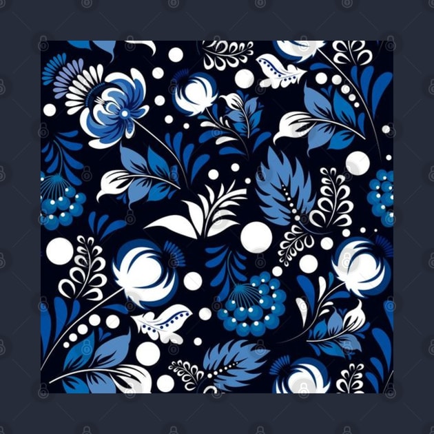 Blue Folk Flower Pattern by Alexander S.