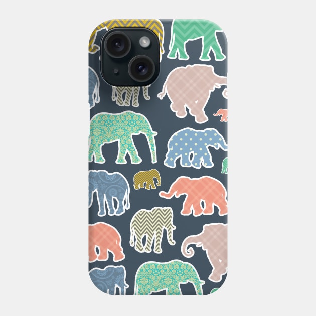 Colorful Elephants, Pattern Of Elephants, Zigzag Phone Case by Jelena Dunčević