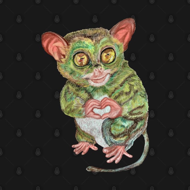 Philippine Tarsier Portrait (Soft Pastel Painting) by mariasibireva