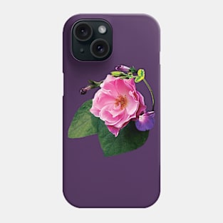 Roses - Pink Rose and Purple Morning Glories Phone Case