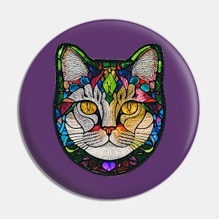 Stained Glass Cat Pin