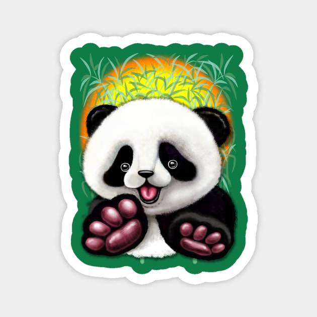 Panda Baby Bear Cute and Happy Magnet by BluedarkArt