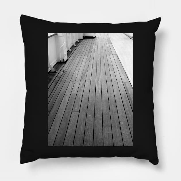 Deck, Royal Yacht Britannia, Edinburgh Pillow by robsteadman