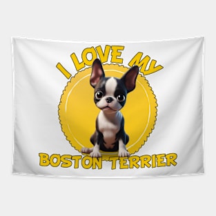 I Love My Boston Terrier Tapestry