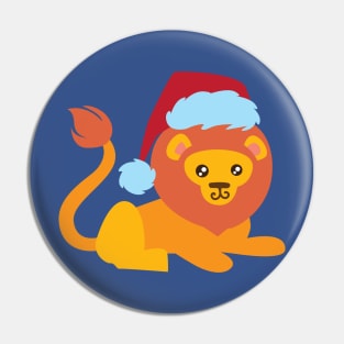 Lion with santa hat 02 Pin