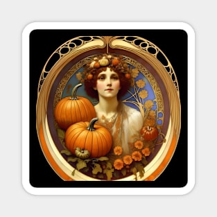 Pumpkin - AI - Art Nouveau - A Magnet