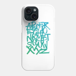 Calligraphy alphabet in a green and blue gradient Phone Case