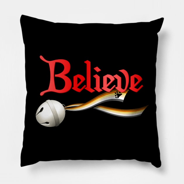 Believe Bear Pride Jingle Bell Pillow by wheedesign