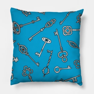 Skeleton Keys Blue Palette Pillow