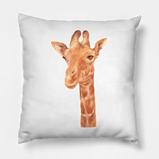 Watercolor Portrait of Giraffe Pillow