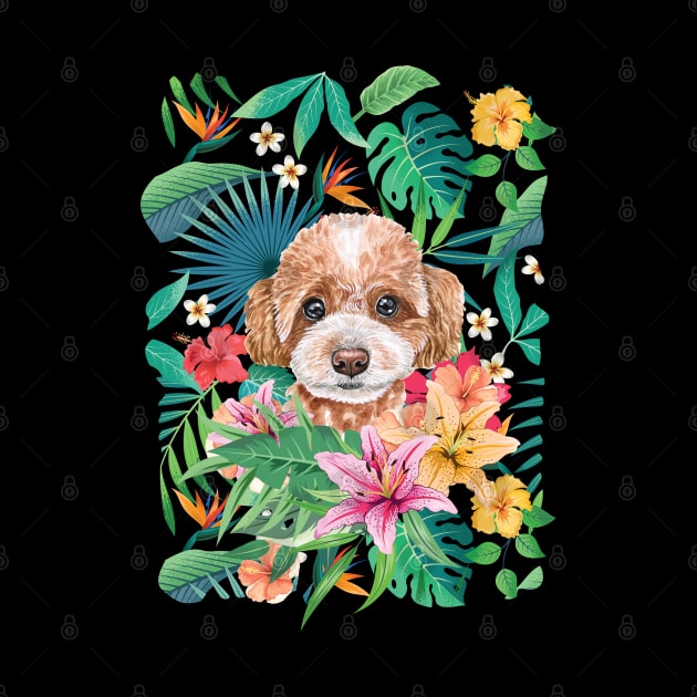 Tropical Red White Toy Poodle by LulululuPainting