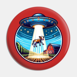 UFO Cow Abduction Farm Pin