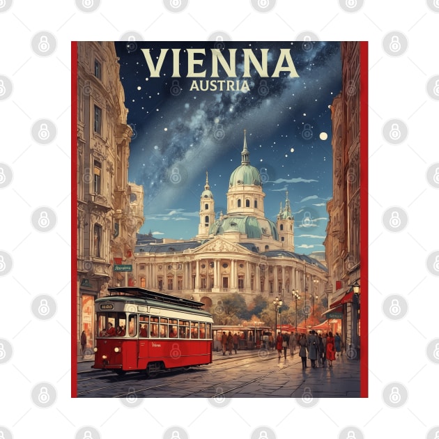 Vienna Austria Starry Night Vintage Travel Poster Tourism by TravelersGems