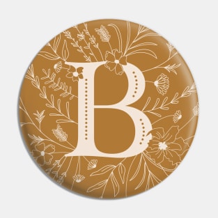 Botanical Letter B (Mustard Yellow) Pin