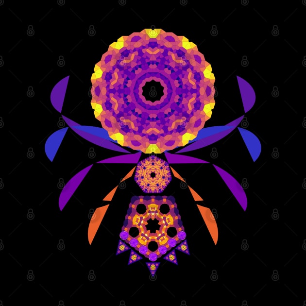 Mandala Orb Web Spider | Amethyst Ruby Citrine Yellow Red Purple Black by aRtVerse