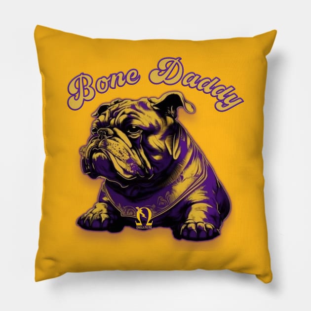 Bone Daddy (yellow, top) Pillow by Long-N-Short-Shop