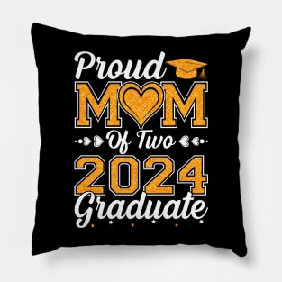 Proud Mom Of Two 2024 Graduate Senior Graduation Pillow