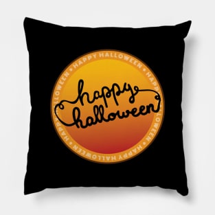 Happy Halloween Handwritten Circle Design Pillow