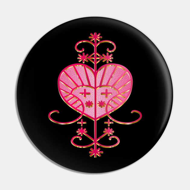 Erzulie Voodoo Veve - Red Rose Pink Fill Pin by geodesyn