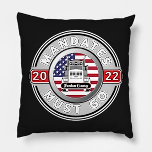 FREEDOM CONVOY 2022 USA - TRUCKERS FOR FREEDOM - GRAY ROUND WHITE LETTERS Pillow