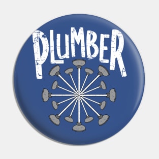 Plumber Toilet Plunger Circle White Text Pin