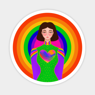 Rainbow girl love power Magnet