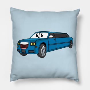 Cute happy blue Limousine cartoon car Pillow