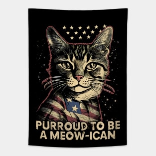 4th July Cat Purroud To Be A Meow-ican Tapestry