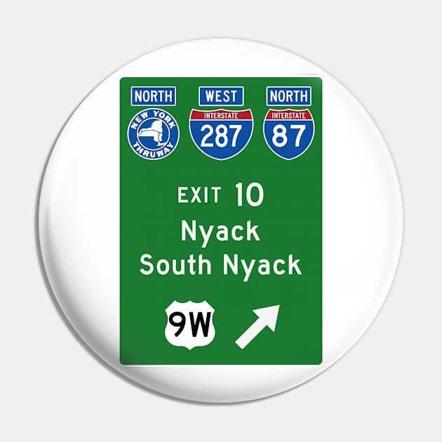 New York Thruway Northbound Exit 10: Nyack South Nyack US Route 9W Pin by MotiviTees