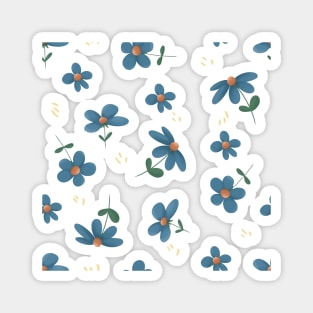 Light Blue Floral Pattern Design Magnet