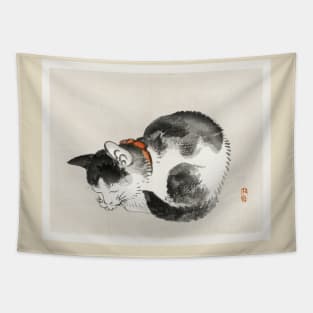 Vintage Sleepy Japanese Cat Tapestry