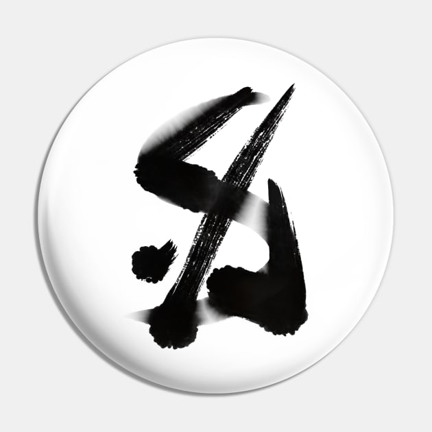 Zen Gesture in Black Ink Pin by drumweaver