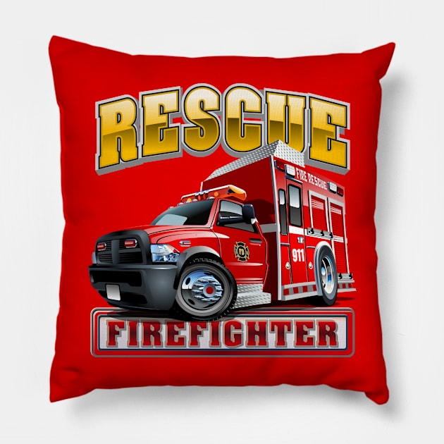 Cartoon Fire Truck Pillow by Mechanik