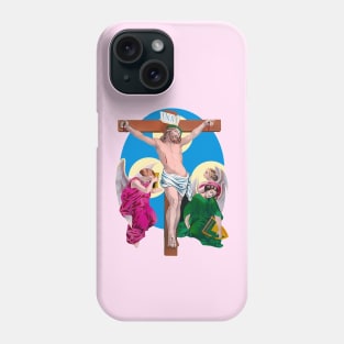 Angels weep at the feet of Jesus Christ crucified Phone Case