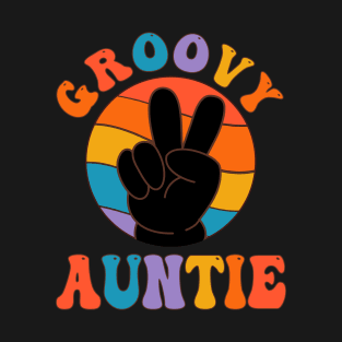 Vintage Groovy Auntie Peace Sign Love Hippie T-Shirt