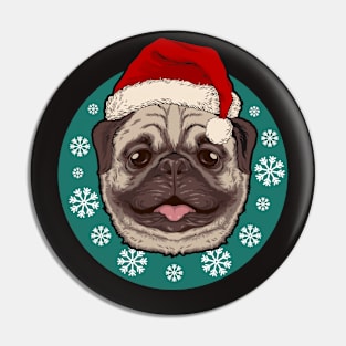 Cute Christmas Pug with Santa Hat Pin