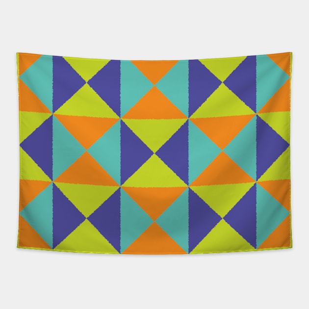 Colorful Triangles Pattern Tapestry by kallyfactory