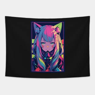 Anime Cat Girl | Quality Anime Design | Chibi Cat Girl Miaw | Manga Anime Art Tapestry